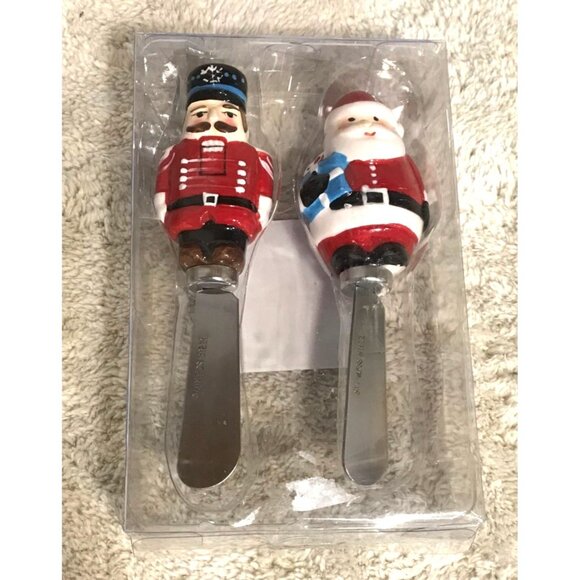 Santa & Nutcracker Salt & Pepper Shakers & Spreaders Gift Set Christmas - Picture 4 of 11